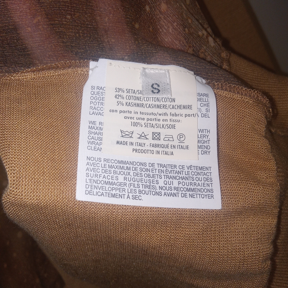 Yves Saint Laurent Sheer Tan V-Neck Cardigan - Picture 7 of 8